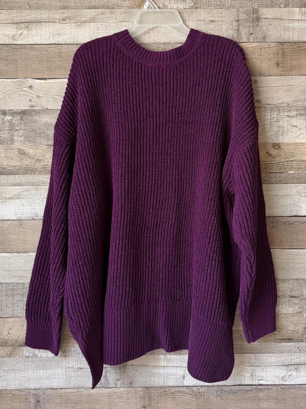 Dip Purple Chunky Ribbed Knit Oversized Hi-Low Sweater 2X NWT - Picture 4 of 16